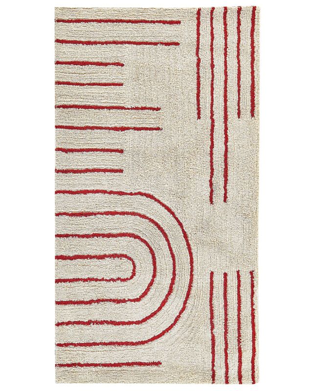 Dywan bawełniany 80 x 150 cm beżowo-czerwony Tirupati 1 szt.