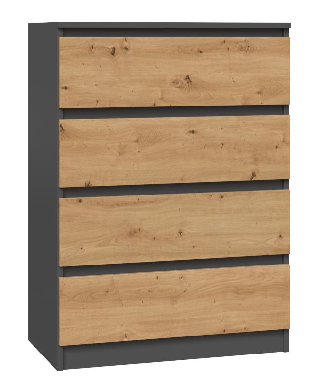Komoda Topeshop Szafka 4 Szuflady M4 Antracyt / Dąb Artisan 40x70x97 cm 1 szt.