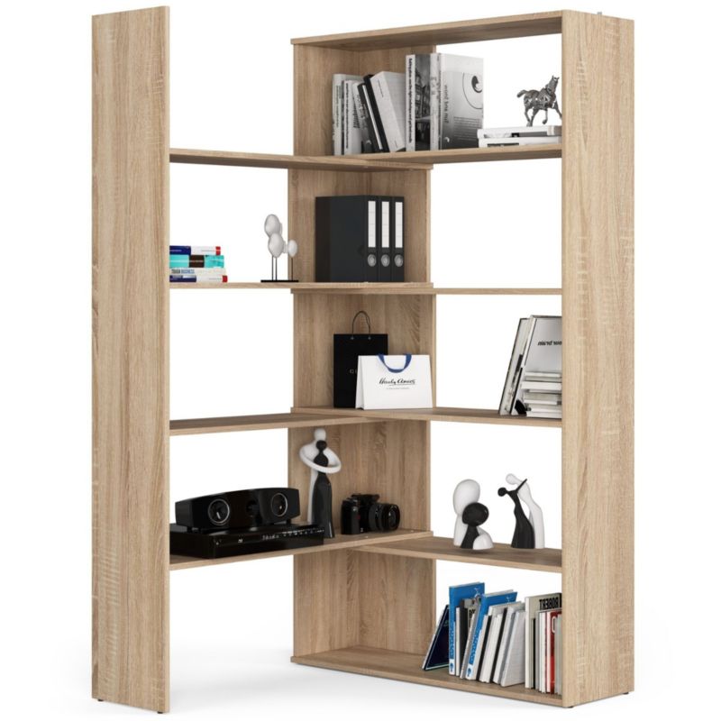 Regał Akord TWIST Dąb Sonoma 173,6 cm kolor Dąb Sonoma mat 5 półek 173,6x30x182 cm 1 szt.