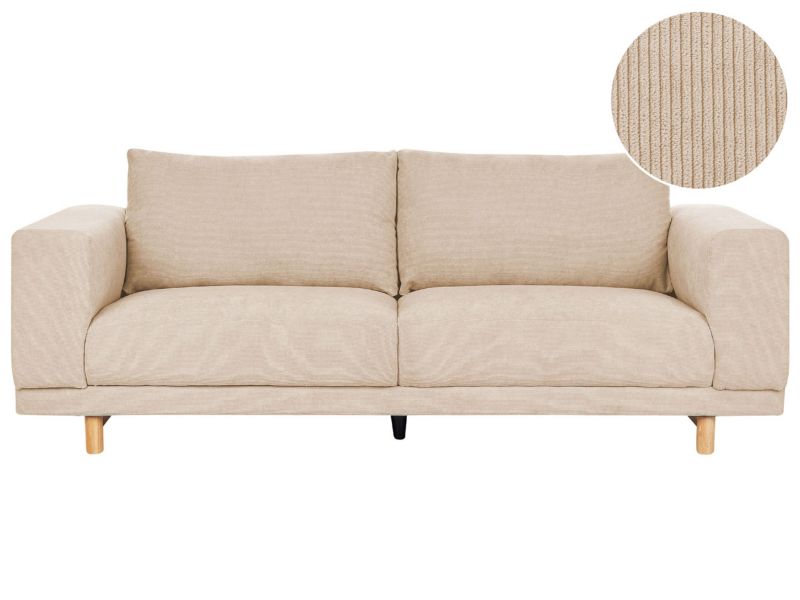 Sofa 3-osobowa sztruksowa beżowa Nivala 1 szt.
