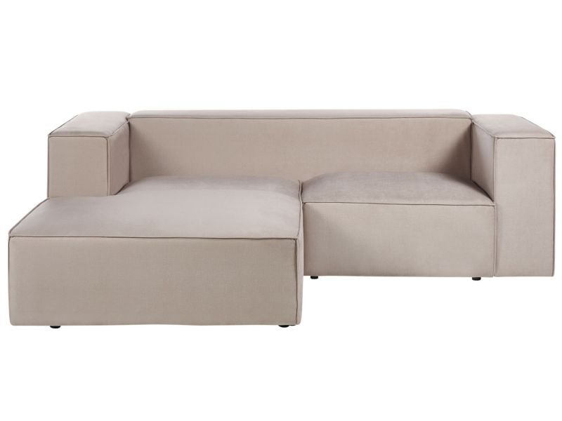 Sofa dwuosobowa Vernon Beżowoszary Welur 2-osobowa Prawostronny 1 szt.