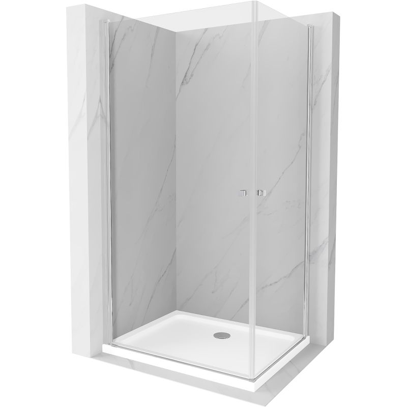 Kabina prysznicowa Mexen Pretoria Duo uchylna 90 x 80 cm transparent chrom + brodzik Flat