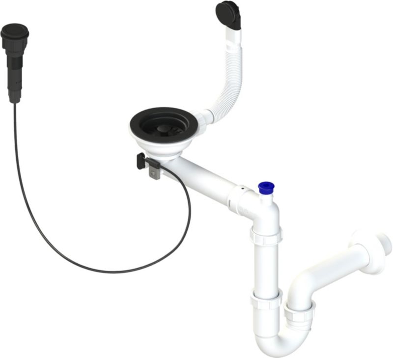 Syfon do zlewozmywaka 1-komorowego Laveo 3,5" korek automatyczny czarny
