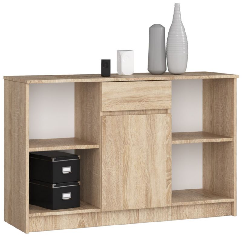 Komoda Akord B17 Dąb Sonoma 120 cm 1 drzwi 1 szuflada kolor Dąb Sonoma mat 6 półek 120x40x77 cm 1 szt.