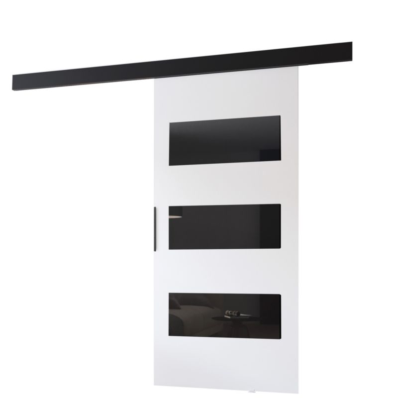 Drzwi przesuwne MINIO go for it PRIM E 96 cm białe z czarną maskownicą 1 szt.