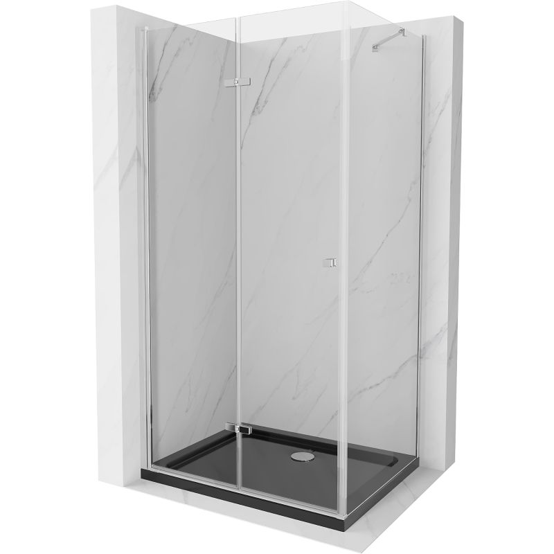 Kabina prysznicowa Mexen Lima składana 100 x 90 cm transparent chrom + brodzik Flat czarny