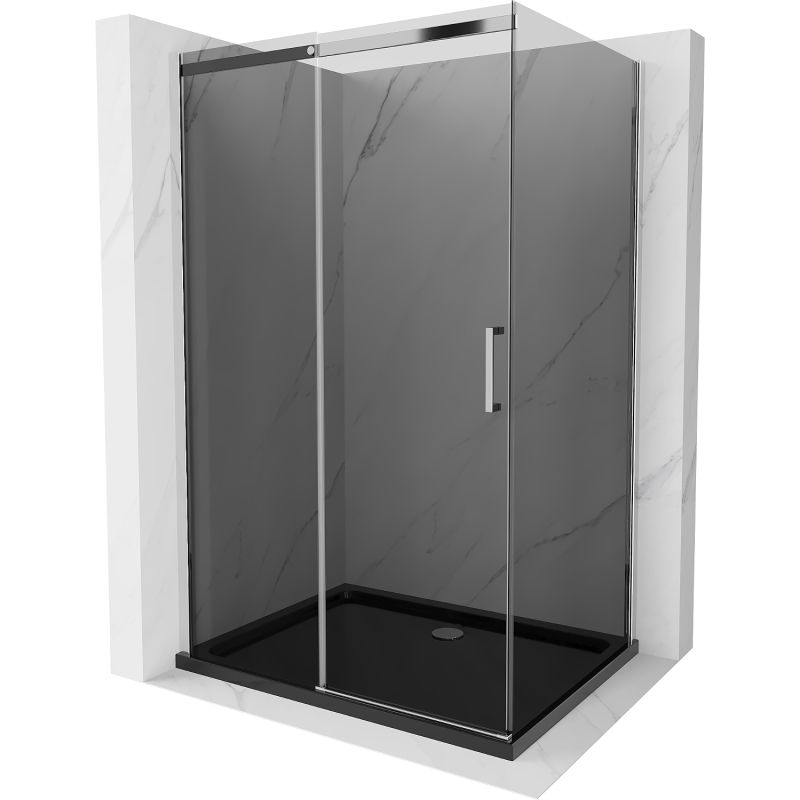 Kabina prysznicowa Mexen Omega rozsuwana 120 x 90 cm grafit chrom + brodzik Flat czarny