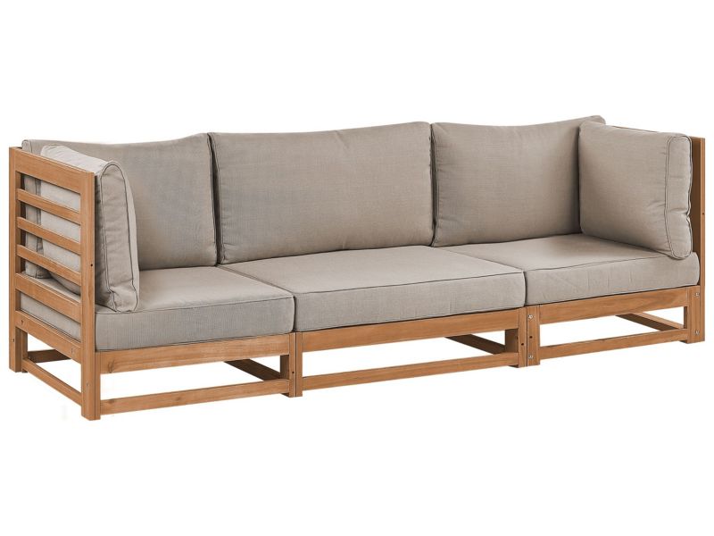 Sofa trzyosobowa Trani Certyfikowane drewno akacjowe Jasne drewno 1 szt.