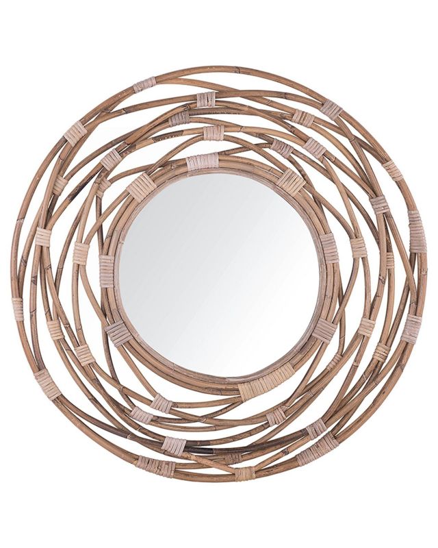Lustro ścienne Burgis 75 cm 75 cm Rattan Piaskowy 1 szt.