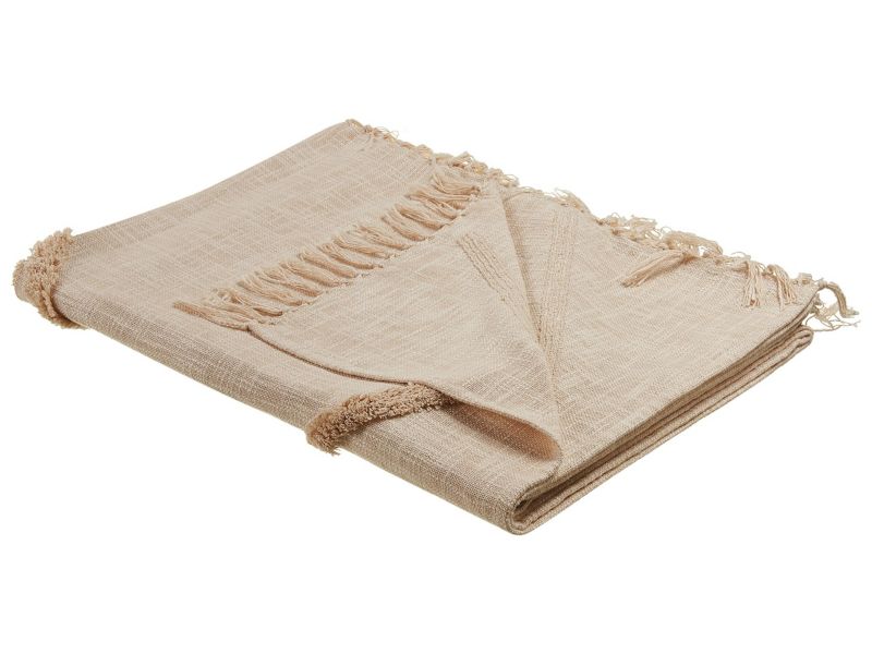 Koc Jaunpur Bawełna 130 x 180 cm Beżowy 1 szt.