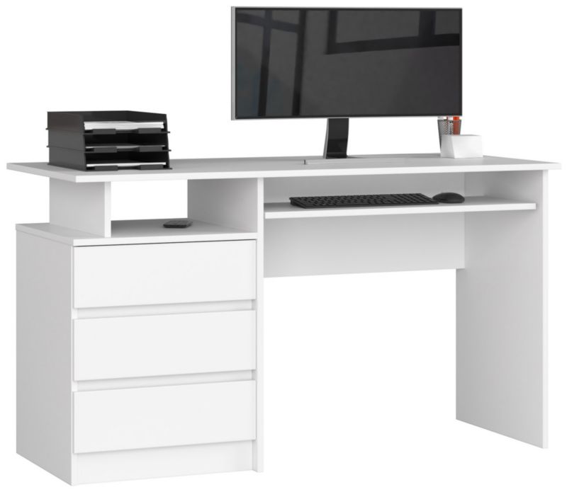 Biurko Akord CLP Białe 135 cm 3 szuflady kolor Biały mat 2 półki 135x60x77 cm 1 szt.