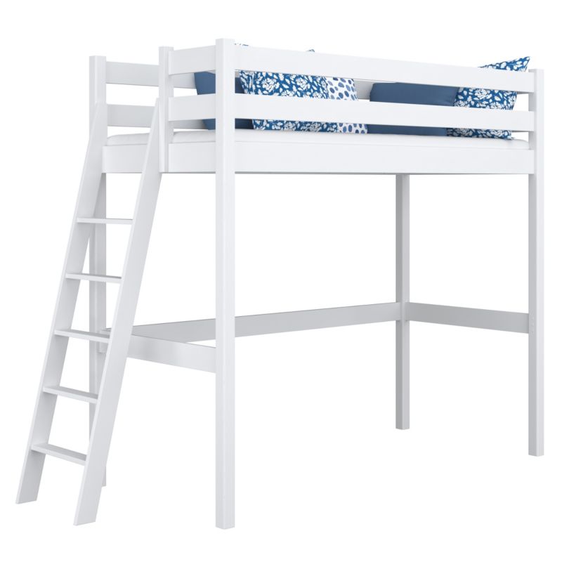 Drewniane łóżko na antresoli N-WOOD N02 90x190 biały 1 szt.