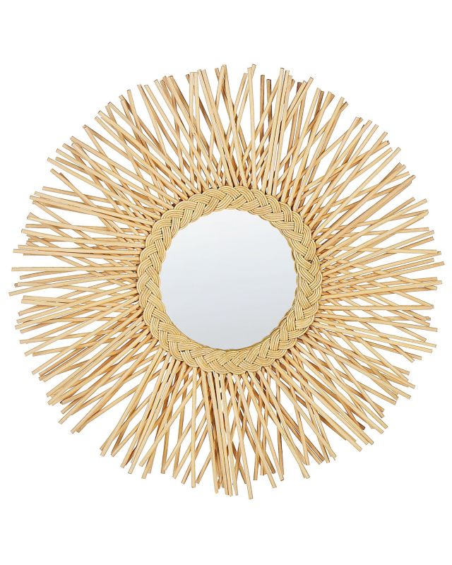 Lustro ścienne Kalasin 60 cm 60 cm Rattan Naturalny 1 szt.
