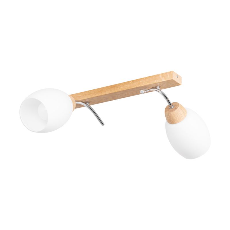 Drewniana Lampa Sufitowa SPOT Light 2xE27 Max.40W Dąb Olejowany FSC z Białym Kloszem, Polski Producent, 1 szt.
