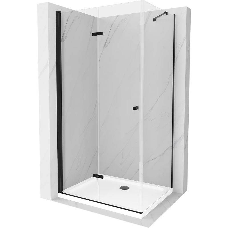 Kabina prysznicowa Mexen Lima składana 90 x 80 cm transparent czarna + brodzik Flat biały