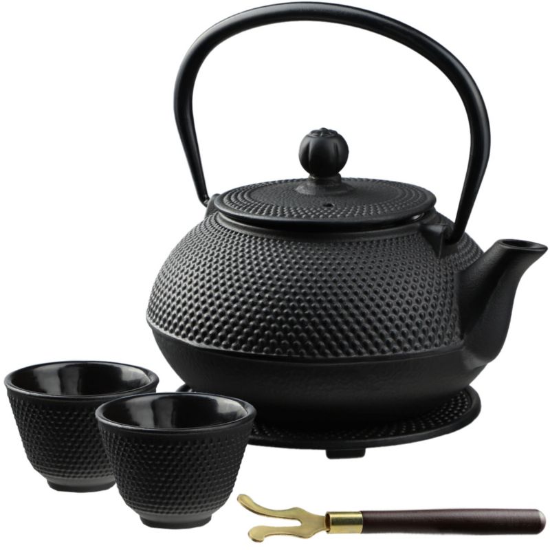 Czajnik KADAX Czarny Do Herbaty Dzbanek imbryk Żeliwny Zaparzacz 850ml 2 Czarki Czarny 1szt.