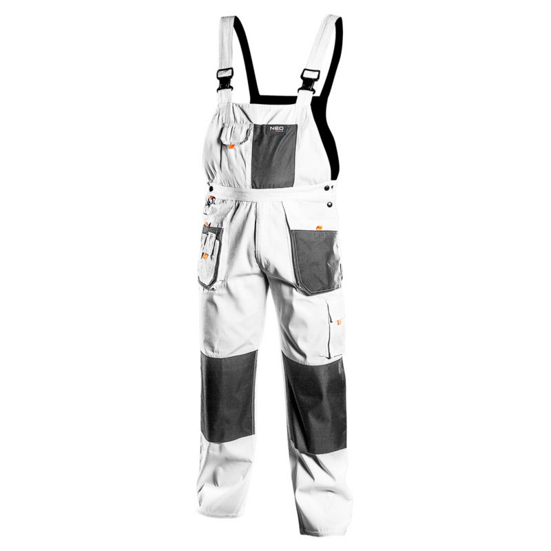 Spodnie robocze na szelkach unisex NEO TOOLS L białe 1 szt.