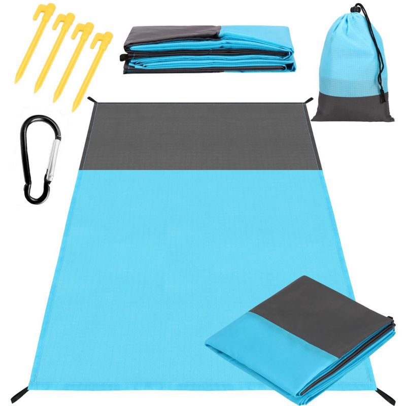 Koc piknikowy Springos plażowy nad wodę 200x210 cm niebiesko-szary 1 szt