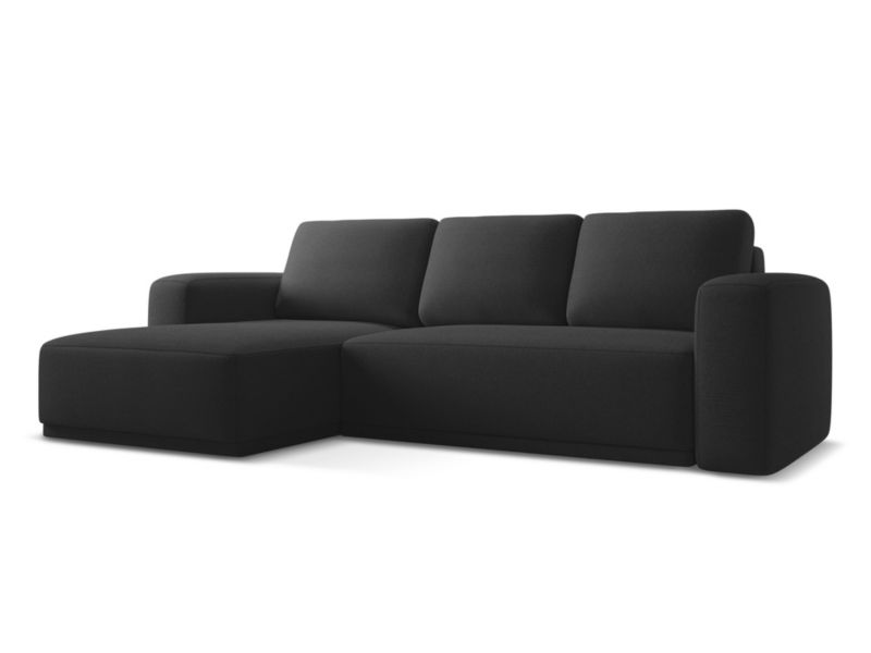 Narożnik lewostronny z funkcją spania Makamii Kaila z tkaniny szenilowej 258x160 cm antracyt 1 szt.