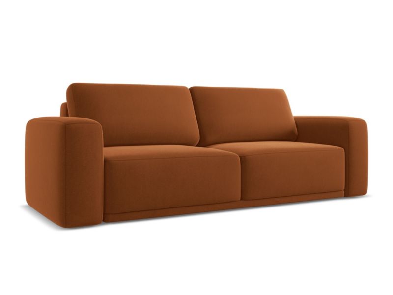 Kanapa 3-osobowa z funkcją spania Makamii Kaila z weluru 242x100 cm terakota 1 szt.