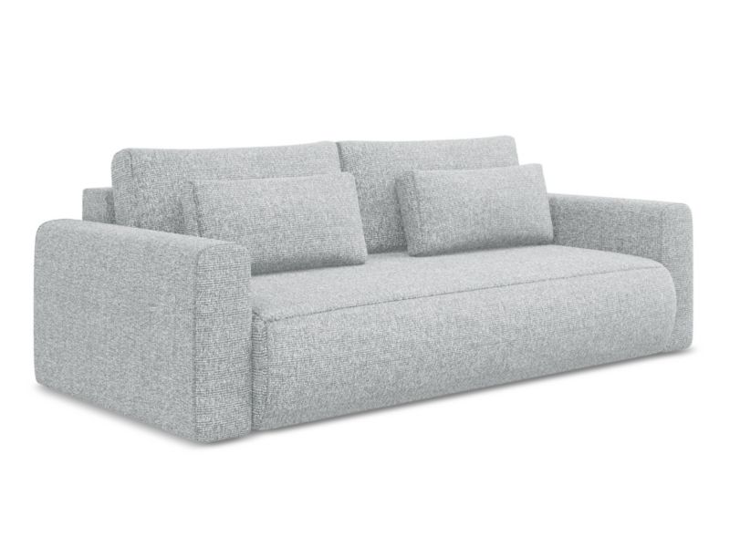 Kanapa 3-osobowa z funkcją spania Makamii Kapua z tkaniny strukturalnej 238x105 cm srebrny 1 szt.