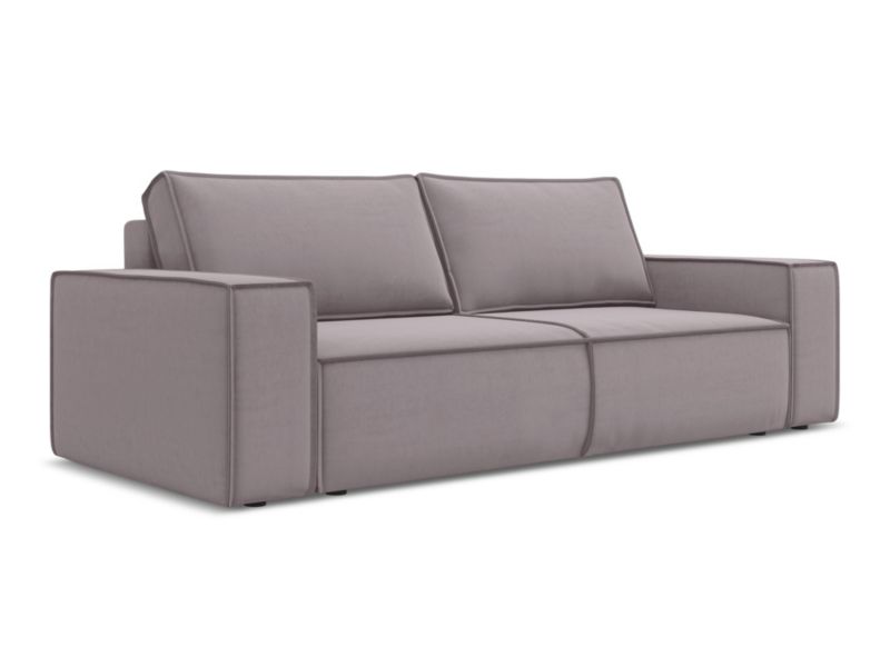 Kanapa 3-osobowa z funkcją spania Makamii Kimo z weluru 255x105 cm lawendowy 1 szt.