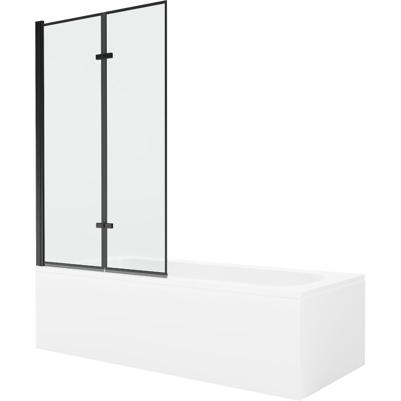 Wanna prostokątna Mexen Vega 170 x 70 cm z obudową i parawanem 2-skrzydłowym 100 cm czarny wzór 550117070X9210027070 1 szt.