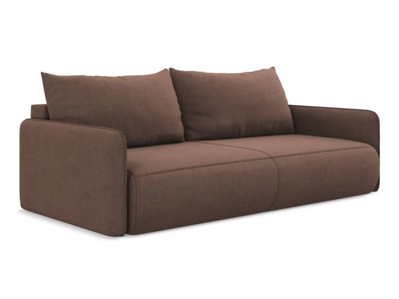 Kanapa 3-osobowa z funkcją spania Makamii Nanea z tkaniny strukturalnej 216x105 cm pudrowy róż 1 szt.