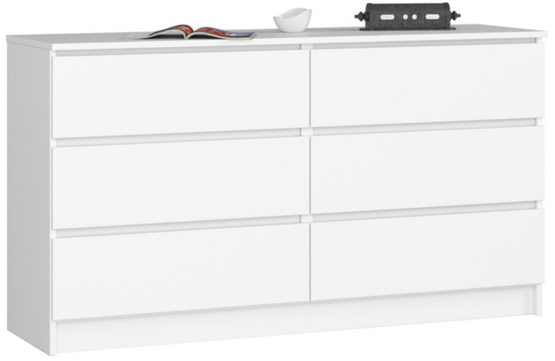 Komoda Akord K140 Biała 138 cm 6 szuflad kolor Biały mat 138x40x77 cm 1 szt.