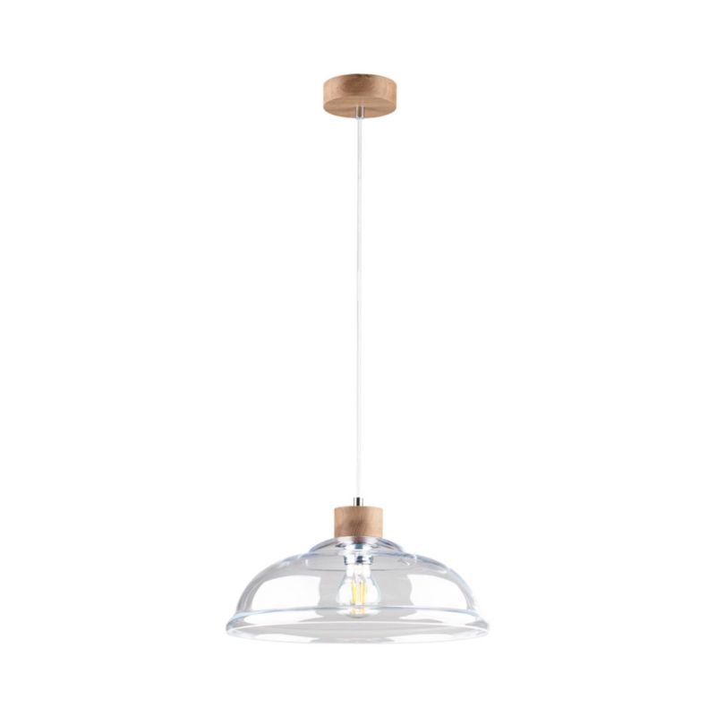 Drewniana Lampa Wisząca SPOT Light 1xE27 Max.60W Dąb Olejowany FSC i Transparentne Szkło, Polski Producent, 1 szt.