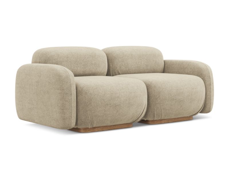 3-osobowa kanapa modułowa Makamii Ailani z tkaniną boucle 190x95 cm beżowy 1 szt.