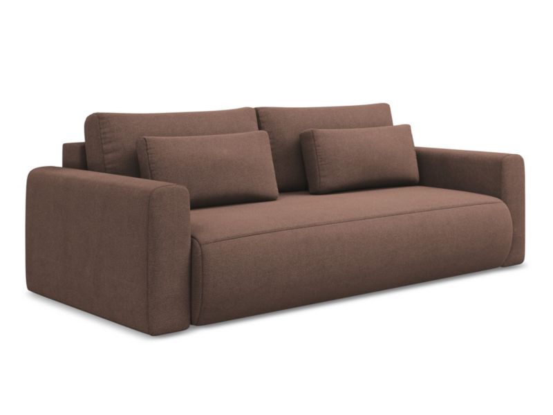 Kanapa 3-osobowa z funkcją spania Makamii Kapua z tkaniny strukturalnej 238x105 cm pudrowy róż 1 szt.