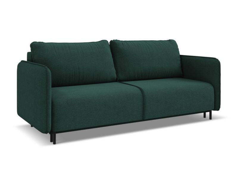 Kanapa 3-osobowa z funkcją spania Makamii Luana z tkaniny strukturalnej 226x92 cm butelkowa zieleń 1 szt.
