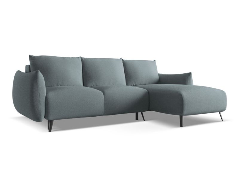 Narożnik prawostronny z funkcją spania Makamii Malie z tkaniny szenilowej 242x162 cm jeans 1 szt.