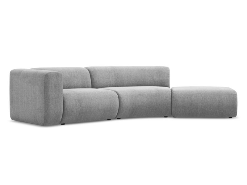 4-osobowa kanapa modułowa prawa Makamii Ekahi z tkaniny szenilowej 335x166 cm jasny szary 1 szt.