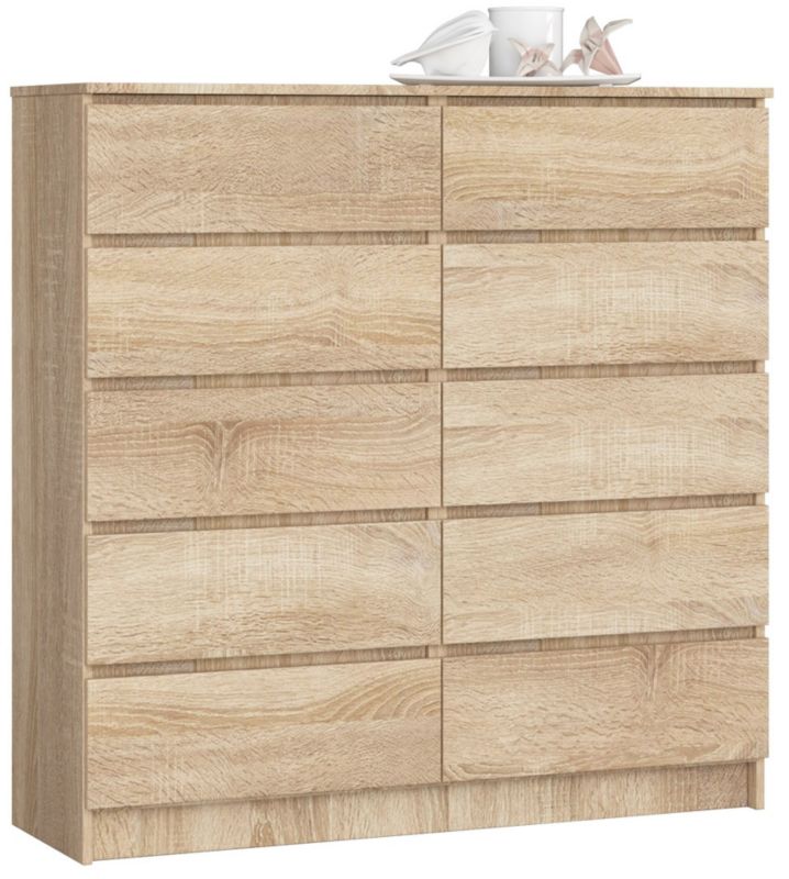 Komoda Akord K120 Dąb Sonoma 120 cm 10 szuflad kolor Dąb Sonoma mat 120x40x121 cm 1 szt.