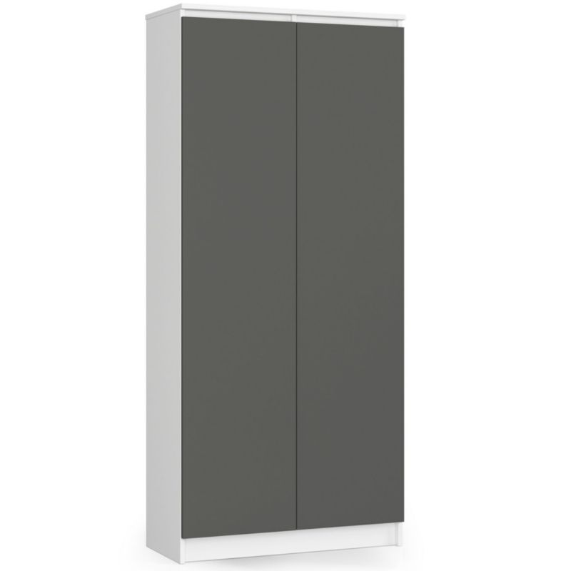 Regał Akord R80 Biały 80 cm 2 drzwi kolor Grafit Szary mat 8 półek 80x35x180 cm 1 szt.