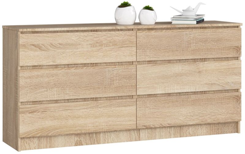Komoda Akord K160 Dąb Sonoma 160 cm 6 szuflad kolor Dąb Sonoma mat 160x40x77 cm 1 szt.