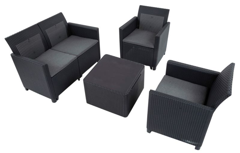 Zestaw mebli ogrodowych Keter MARIE 2-Storage Table dla 4 osób Grafitowy 1 kpl.