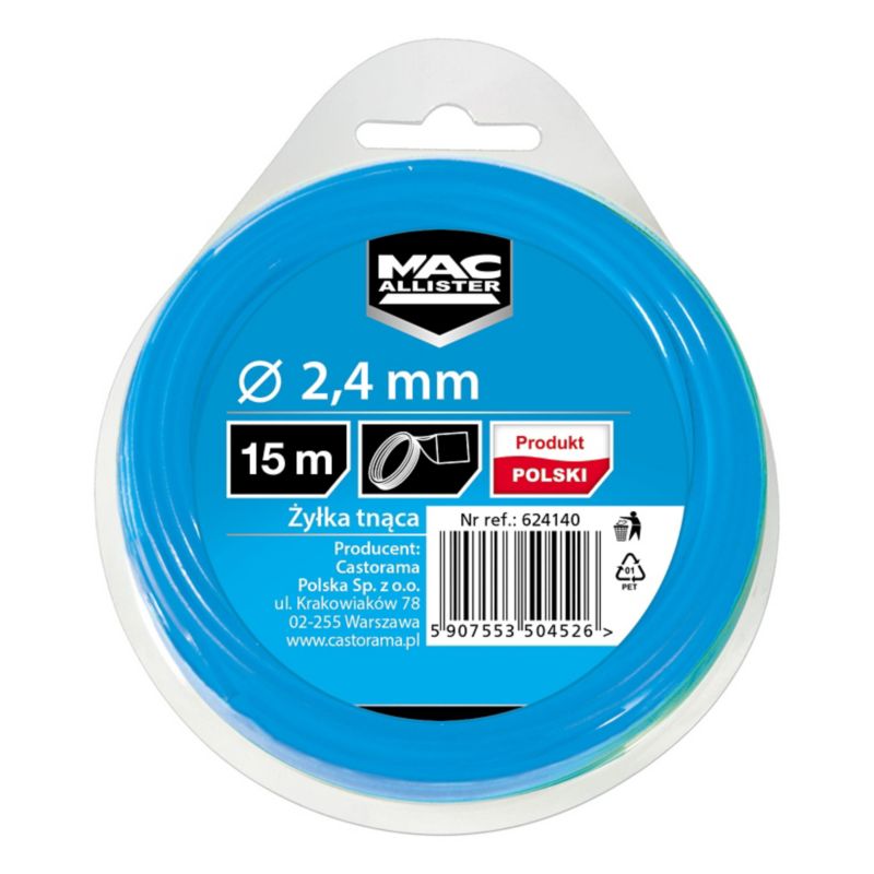Żyłka tnąca MacAllister 2,4 mm x 15 m kwadratowa