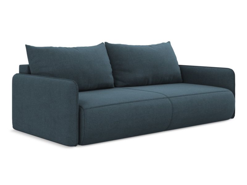 Kanapa 3-osobowa z funkcją spania Makamii Nanea z tkaniny strukturalnej 216x105 cm jeans 1 szt.