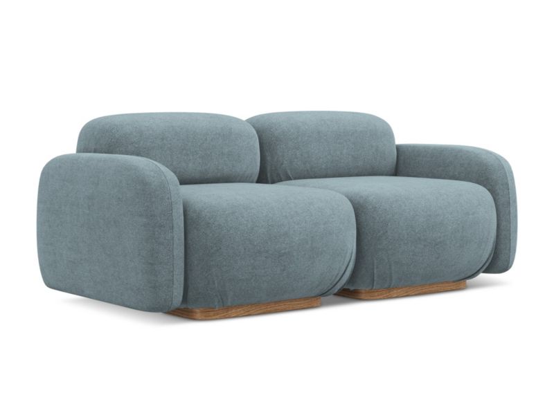 3-osobowa kanapa modułowa Makamii Ailani z tkaniną boucle 190x95 cm jeans 1 szt.