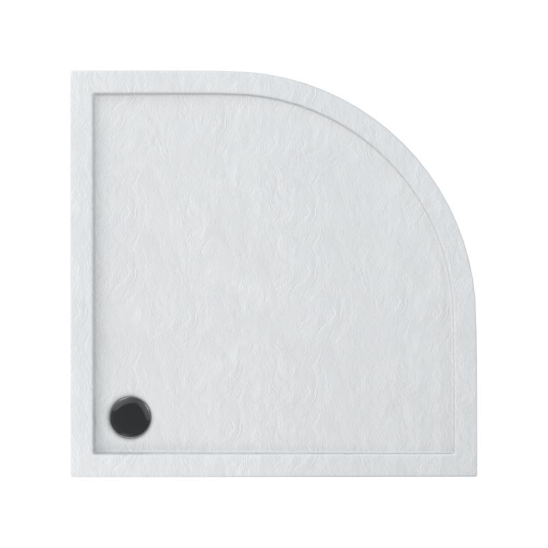 Brodzik akrylowy Schedpol Atla półokrągły 90 x 4,5 cm biały struktura kamienia
