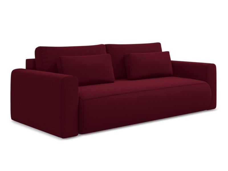 Kanapa 3-osobowa z funkcją spania Makamii Kapua z weluru 238x105 cm burgundowy 1 szt.