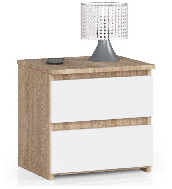 Szafka nocna Akord CL2 Dąb Sonoma 40 cm 2 szuflady kolor Biały mat 40x35x40 cm 1 szt.