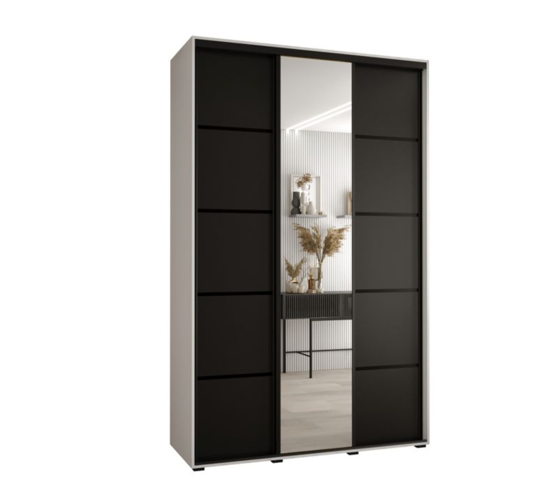 Szafa przesuwna Abiks DAVOS 5 wysoka szer.150cm gł.45cm biały/czarny/czarny 1szt.