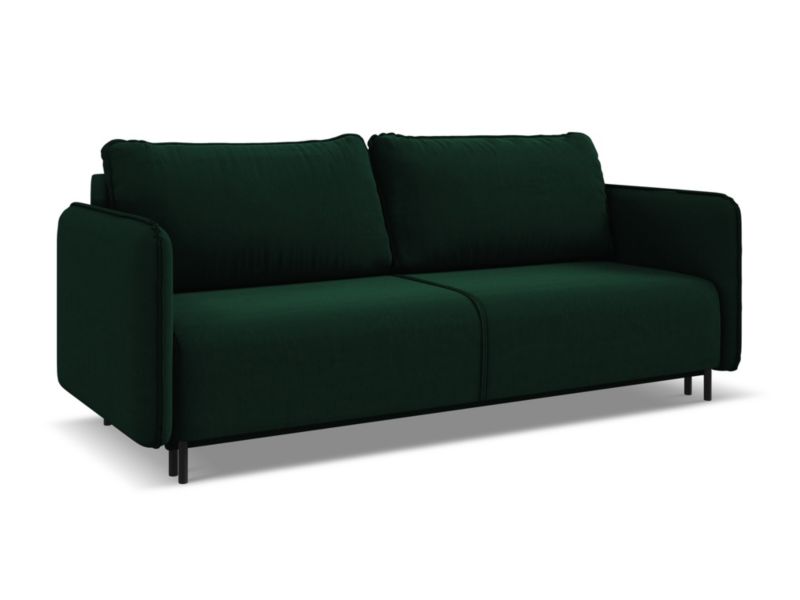 Kanapa 3-osobowa z funkcją spania Makamii Luana z weluru 226x92 cm butelkowa zieleń 1 szt.