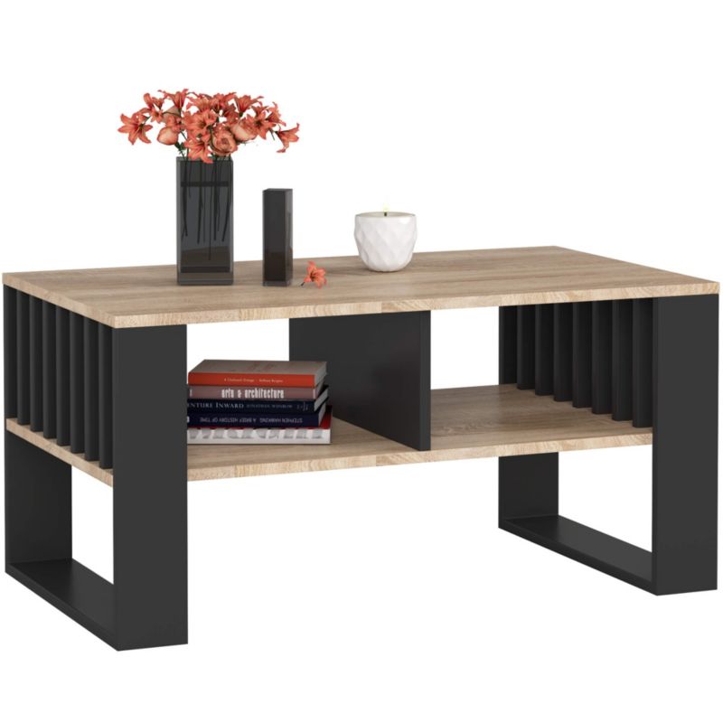 Stolik kawowy Akord Rockford Dąb Sonoma 92 cm nogi kolor Czarny 92x53x45 cm 1 szt.