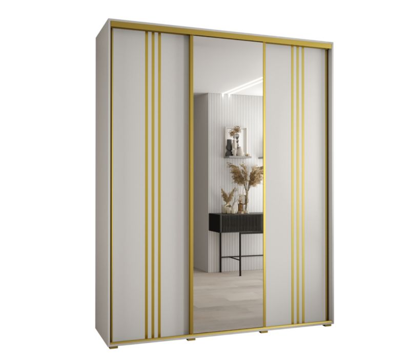 Szafa przesuwna Abiks DAVOS 7 wysoka szer.200cm gł.45cm biały/biały/złoty 1szt.