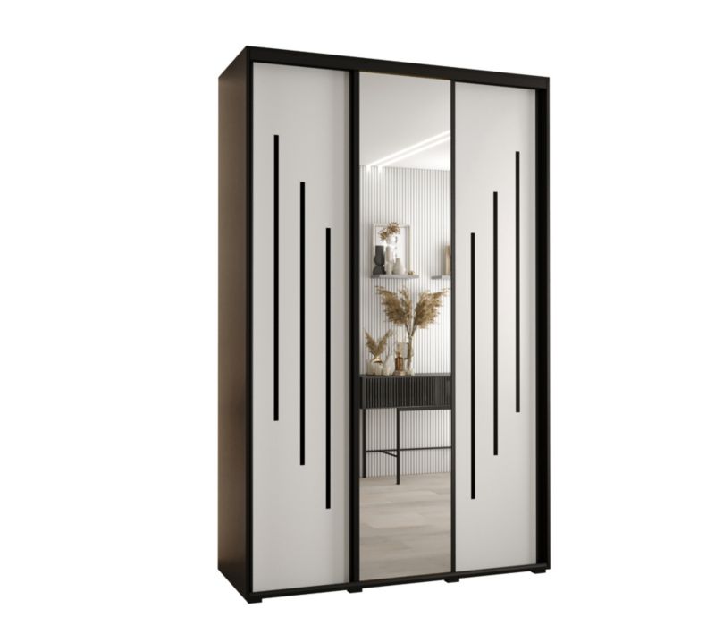 Szafa przesuwna Abiks DAVOS 9 wysoka szer.150cm gł.45cm czarny/biały/czarny 1szt.